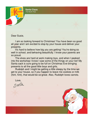 Letter from Santa Asking for Cookies and Milk
