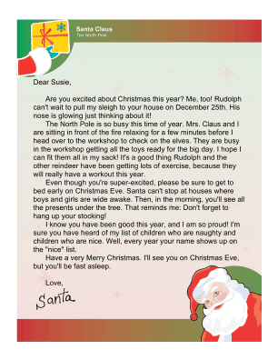 Letter from Santa to an Excited Child