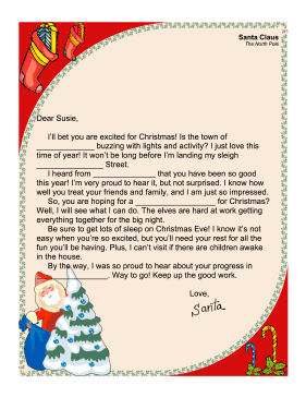 Santa Letter Fill In