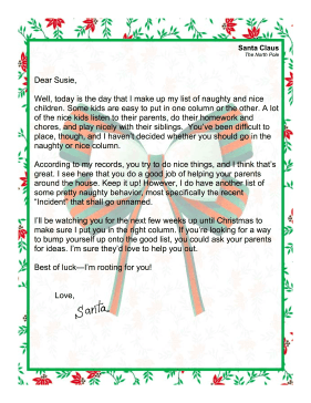 Santa Letter Naughty Or Nice
