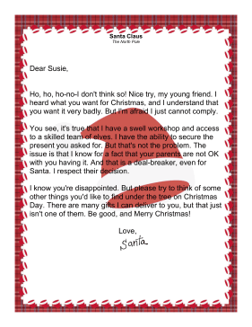 Letter from Santa Claus about an Inappropriate Gift