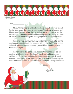 Santa Letter To All Family Pets