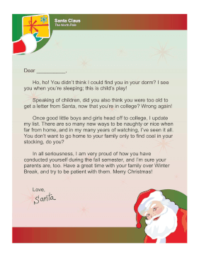Santa Letter To Someone At College