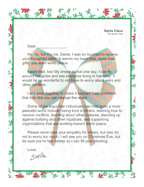 Santa Letter World Peace