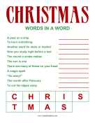 Christmas Words In A Word