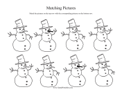 Snowman Matching Coloring Page