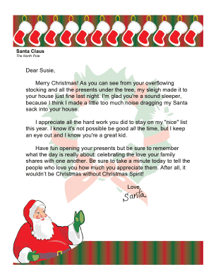 Christmas Morning Letter from Santa about Family