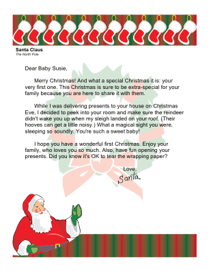 Christmas Morning Letter from Santa for First Christmas