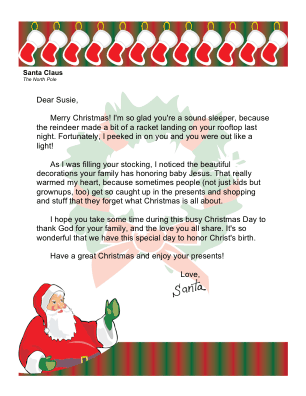 Christmas Morning Letter from Santa with Religious Theme