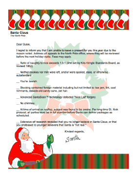 Funny Fill-in Santa Letter for Grownups