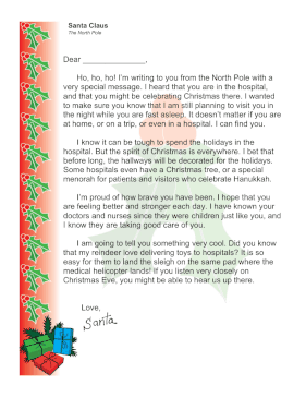 Letter From Santa To Child In Hospital