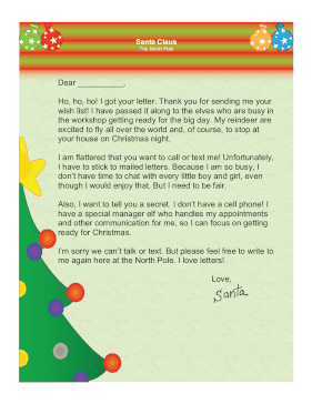 Letter From Santa To Child Who Wants To Call