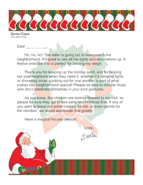 Letter From Santa To Neighborhood