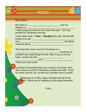 Letter to Santa Fill in the Blank