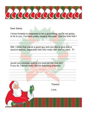 Letter to Santa Naughty