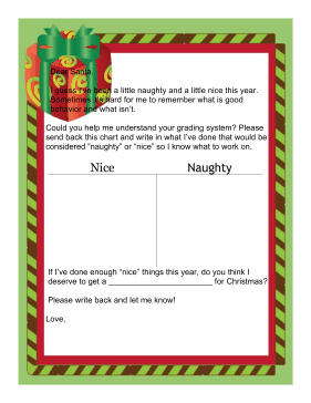 Letter to Santa Naughty or Nice