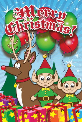 Santa Elves Christmas Card
