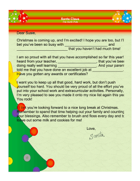 Santa Letter Accomplishments