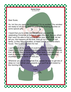 Letter from Santa Claus to a Child Away From Home