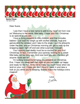Letter from Santa for Baby's First Christmas