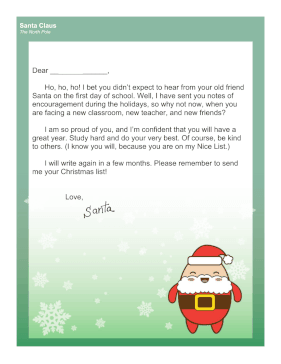 Santa Letter Back To School