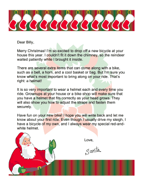 Santa Letter Bike Safety