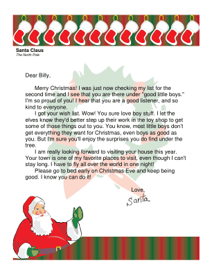 Letter from Santa to a Boy