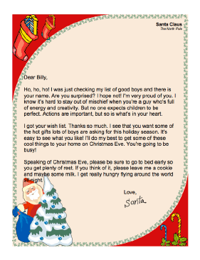 Letter from Santa to a Boy