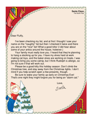 Letter from Santa to a Cat