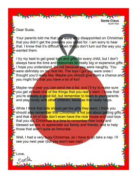 Santa Letter Child Didn't Get Desired Present