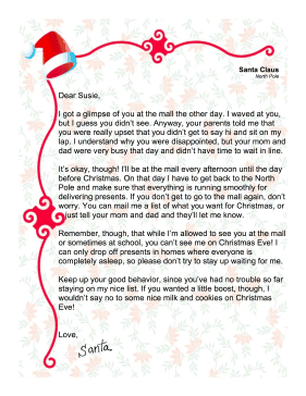 Santa Letter Child Didn't Get To Sit On Lap