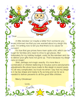 Santa Letter Child Worried About Sleigh