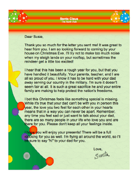 Letter from Santa when Father is Away