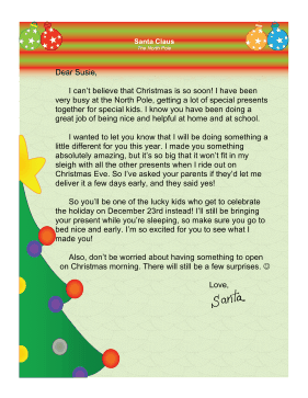 Santa Letter Early Present