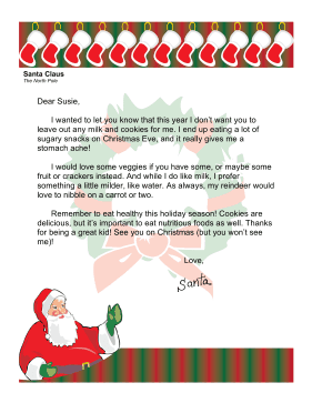 Santa Letter Healthy Foods