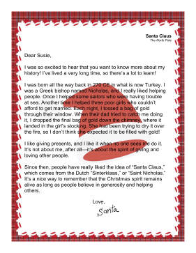 Santa Letter Historical St Nicholas