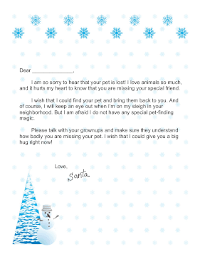 Santa Letter Missing Pet