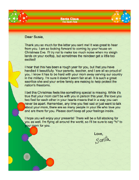 Letter from Santa when Mother is Away