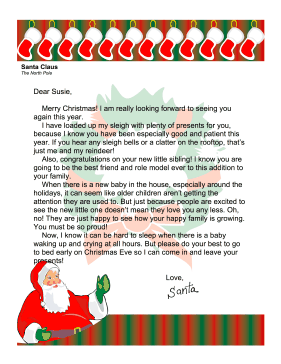Santa Letter New Baby In The House