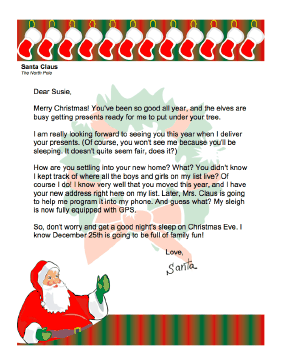 Letter from Santa to a New Home
