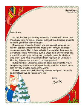 Santa Letter Not Sure What Want