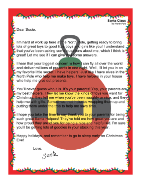 Santa Letter Parent Helpers