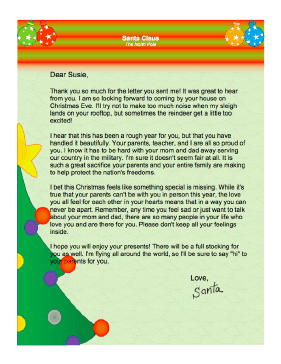 Letter from Santa when Parents are Away