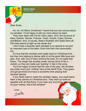 Santa Letter Reindeer