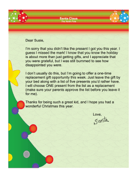 Santa Letter Replacing Unwanted Gift