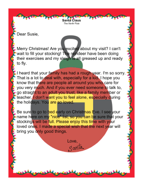 Letter from Santa Claus to Child Who Experienced Challenges