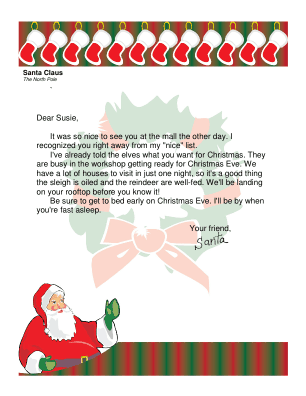 Letter from Santa to Child He Saw at the Mall