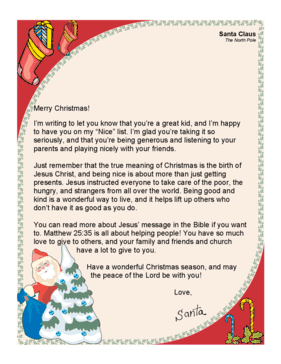 Santa Letter True Meaning Of Christmas