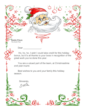 Santa Letter With Holiday Bonus
