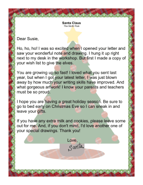 Letter from Santa Claus Acknowledging Receipt of Letter from Child